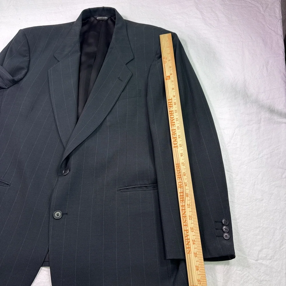 Vintage 70s Pierre Cardin Wool Pin Stripe 2 Button Suit Mens Size 44R Pant 38/31